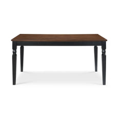 Classic Wooden 6-Seater Dining Table with Turned Legs – Brown Top & Black Base