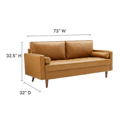 Tatvaacasa Brown Leather Sofa For Living Room