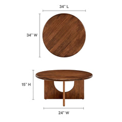 Tatvaacasa Round 34" Coffee Table in Walnut