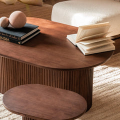 Tatvaacasa Wooden Walnut Finish Coffee Table