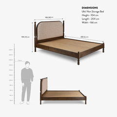 Tatvaacasa Wooden Bed with Upholstered Headboard