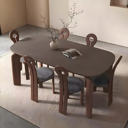 Tatvaacasa 6 Seater Dining Set In Brown Colour