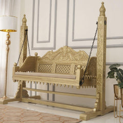 Hand Carved Wooden 2 Seater Swing