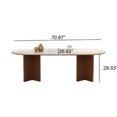 Tatvaacasa Modern Oval Wooden Dining Table