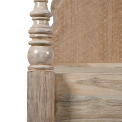 White Distressed Teak Wood Bed