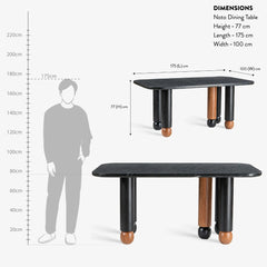 Tatvaacasa Contemporary Marble Top Dining Table with Solid Wood Cylindrical Legs