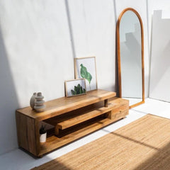 Tatvaacasa Modern Solid Wood TV Console with Storage Drawer