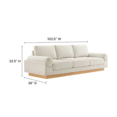 Tatvaacasa Upholstered Fabric Sofa in Ivory