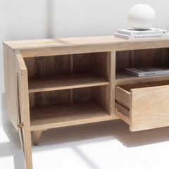 Natural  Rattan Wood Media Unit (Solid Wood )