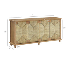 Tatvaacasa 71 Inch Oak Wood Seagrass Sideboard in Oak