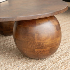 Wooden Round Modern Coffee Table for Living Room