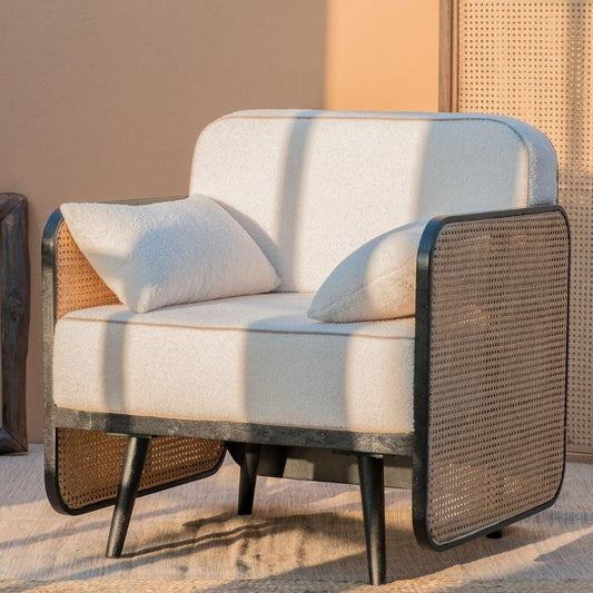 Modern Cane Arm Sofa Chair