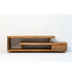 Tatvaacasa Modern Solid Wood TV Console with Storage Drawer