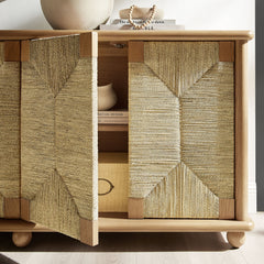 Tatvaacasa 71 Inch Oak Wood Seagrass Sideboard in Oak