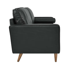 Tatvaacasa 88" Leather Sofa in Black