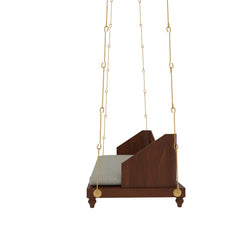 Wooden Swing with Spindle Backrest and Cushion