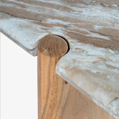 Tatvaacasa Noto Marble-Top Wooden Coffee Table