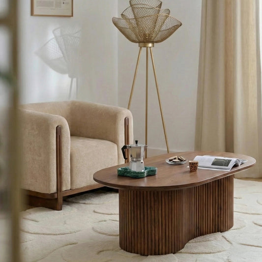 Tatvaacasa Wooden Walnut Finish Coffee Table