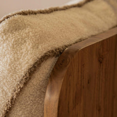 Modern Solid Wood Daybed with Cane Panel Back | Upholstered Lounge Bed