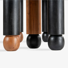 Tatvaacasa Contemporary Marble Top Dining Table with Solid Wood Cylindrical Legs