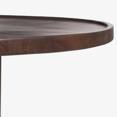 Tatvaacasa Gold Wooden Round Coffee Table