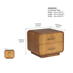 Tatvaacasa Solid Mango Wood Bedside Table with Fluted Drawers