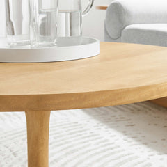 Tatvaacasa Round Wood Coffee Table in Oak