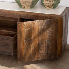 Tatvaacasa UrbanCraft Mango Wood & Metal TV Unit with Storage