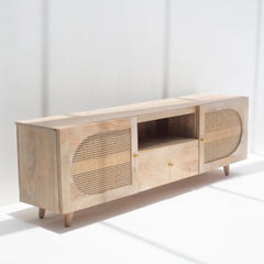 Natural  Rattan Wood Media Unit (Solid Wood )
