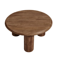 Tatvaacasa Round Mango Wood Coffee Table in Black