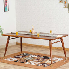 Tatvaacasa 6-Seater Solid Wood Dining Table Set with Cushioned Chairs & Bench