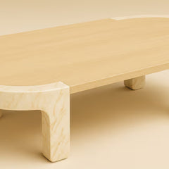 Tatvaacasa Marble Wood Coffee Table