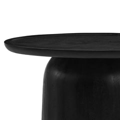 Tatvaacasa Round Wood Coffee Table in Black
