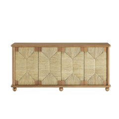 Tatvaacasa 71 Inch Oak Wood Seagrass Sideboard in Oak