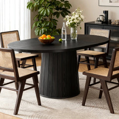 Tatvaacasa Premium Black Round Dining Table – Stylish, Strong & Modern Statement Piece