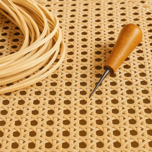 Marble and Cane Round Dining Table