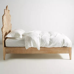 Carved Wooden Bed | Handcrafted Frond Bed