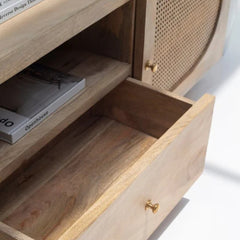 Natural  Rattan Wood Media Unit (Solid Wood )