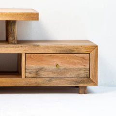 Tatvaacasa Modern Solid Wood TV Console with Storage Drawer
