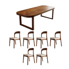 Tatvaacasa Modern Solid Wood Dining Table with Rounded Edge Design