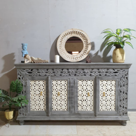 4 Door Hand Carved Cabinet