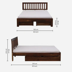 Solid Sheesham Wood Queen Size Bed With Storage Drawers