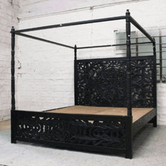 Handcrafted Indian Mango Wood Canopy Bed