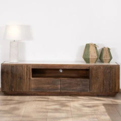 Tatvaacasa UrbanCraft Mango Wood & Metal TV Unit with Storage