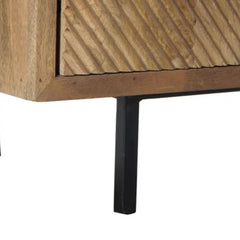 Natural Wood TV Cabinet with Metal Legs