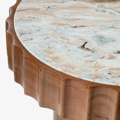 Tatvaacasa Wooden Modern Marble Top Coffee Table