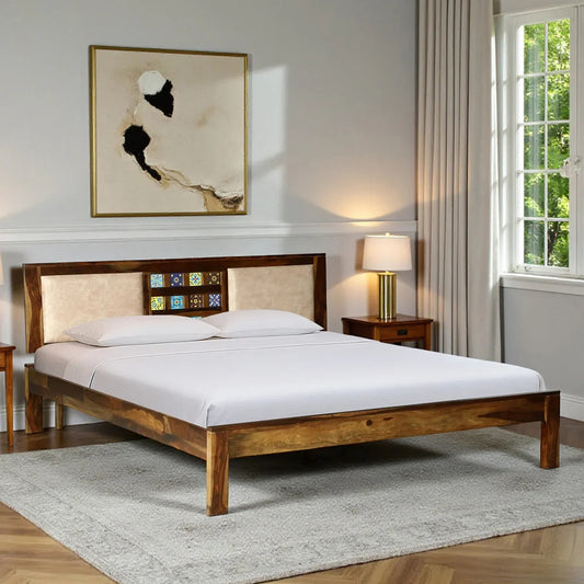 Sheesham Wood King Size Bed Without Storage
