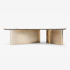 Tatvaacasa Aura Curved Marble-Top Coffee Table