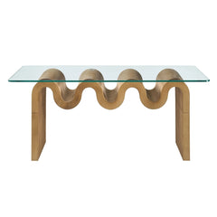 Tatvaacasa Glass Top Coffee Table in Natural