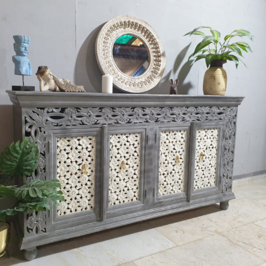 4 Door Hand Carved Cabinet